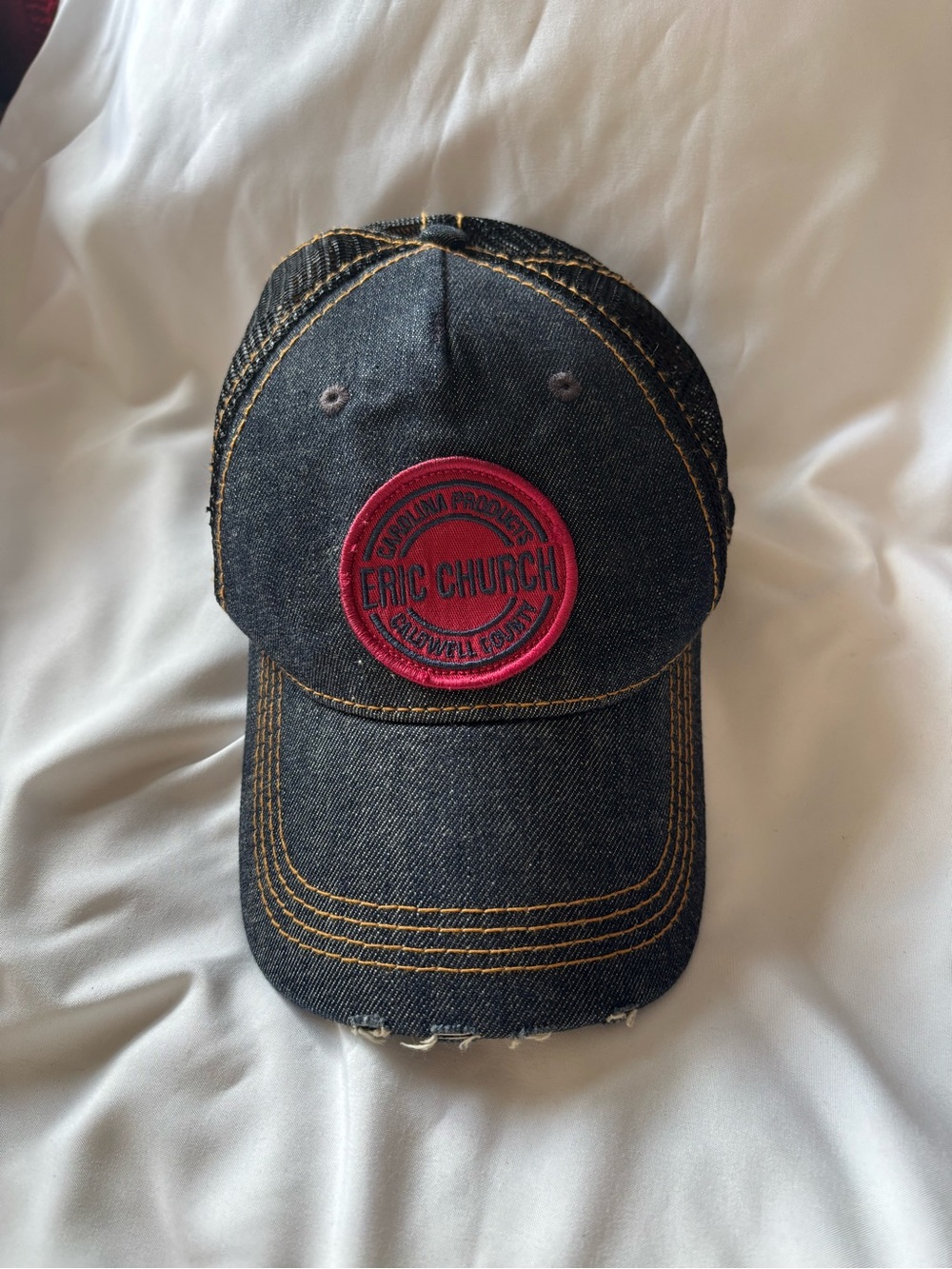 Eric Church Black Denim Baseball Cap with Red Patch